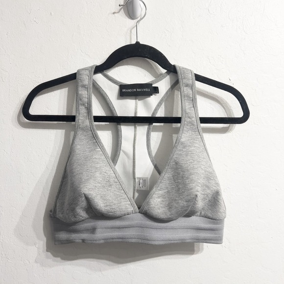 Brandon Maxwell Sports Racer Back Bra Top Cropped Large Gray Sporty Crop - Picture 1 of 4